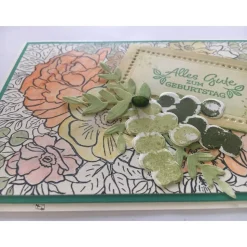 Florale Glückwunschkarte zum Geburtstag  mit Grusstext Handgefertigt mit Stampin'Up Produkten Unikat