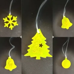 Fünf Anhänger für Weihnachten aus Resin Gießharz GELB