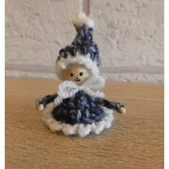 fünf gehäkelte Wichtel -blau-weiß