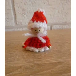 fünf gehäkelte Wichtel -mehrfarbig - rosa, blau, rot, grün, gelb - weiß