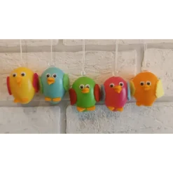 fünf Küken mit Kulleraugen (bunt) zum Aufhängen