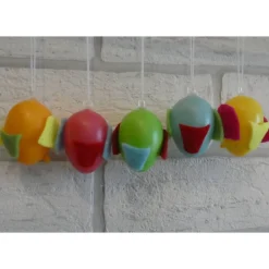 fünf Küken mit Kulleraugen (bunt) zum Aufhängen