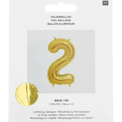 Folienballon Zahl 2 goldfarben
