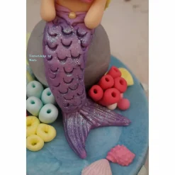 Fondant , Tortendeko , Taufe , Geburtstag ,Geburt Tortentopper Mermaid Meerjungfrau Nixe