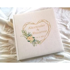 Fotoalbum echtes Leinen personalisierbar Geometric Heart