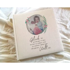 Fotoalbum echtes Leinen personalisierbar Familie Fotos