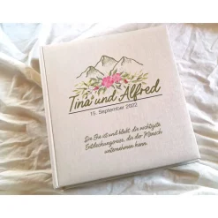 Fotoalbum echtes Leinen personalisierbar Hochzeitsalbum Gästebuch Bergliebe