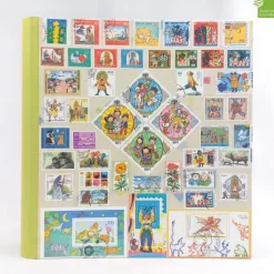 Fotoalbum, Geburt, Taufe, Kind, personalisierbar, hellgrün, Briefmarken, 30,7 x 30 cm, UNIKAT