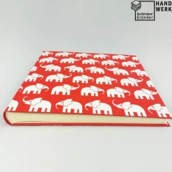 Fotoalbum, groß, hell-rot, Elefanten, 30 x 30 cm