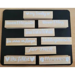 Fotohalter, Kartenhalter  mit verschiedene Sprüche  ,  aus Holz