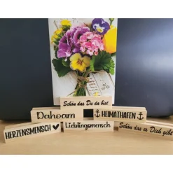 Fotohalter, Kartenhalter  mit verschiedene Sprüche  ,  aus Holz