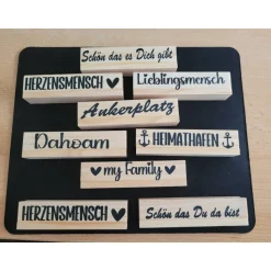 Fotohalter, Kartenhalter  mit verschiedene Sprüche  ,  aus Holz