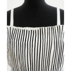 FRAUEN KLEID mit FALTEN Unikat lang weiß mit schwarzem Siebdruck