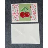 Fröhliche Grusskarte mit Kirschen Motiv, Handarbeit mit Umschlag