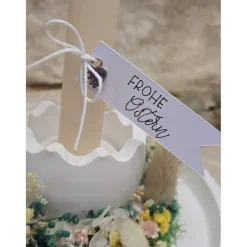 Frühlings- & Osterdeko aus Raysin mit Kerze, Hase und Trockenblumen – Handgemachtes Arrangement