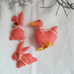 Frühlings - Osterdekoration, 3 - teiliges Set, Stoffhühner, Frühlings - Osterdekoration