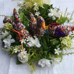 Frühlings - Osterdekoration, 3 - teiliges Set, Stoffhühner, Frühlings - Osterdekoration