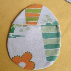 Frühlingsbunte Stofftasche in Ei-Form – Deko & Geschenkverpackung