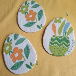 Frühlingsbunte Stofftasche in Ei-Form – Deko, Geschenkverpackung & Bestecktasche