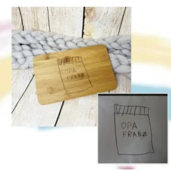 Frühstücksbrett, Zeichnung von deinem Kind verewigt, persönliche Wunschgravur, Kinderkunst als schönes Geschenk