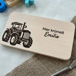 Frühstücksbrettchen personalisiert - Traktor Motiv - Kindergeburtstag Geschenke für Jungs - Vorschulkinder Geschenk