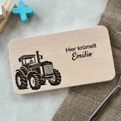 Frühstücksbrettchen personalisiert - Traktor Motiv - Kindergeburtstag Geschenke für Jungs - Vorschulkinder Geschenk