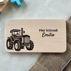 Frühstücksbrettchen personalisiert - Traktor Motiv - Kindergeburtstag Geschenke für Jungs - Vorschulkinder Geschenk