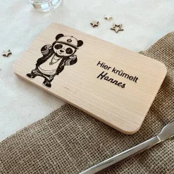 Frühstücksbrettchen personalisiert - Hip Hop Panda - personalisierte Geschenke 1 Geburtstag für Jungen & Mädchen