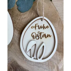 Frohe Ostern Anhänger / Osterkörbchen Anhänger Holz