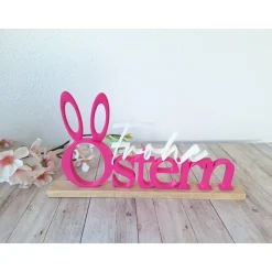 Frohe Ostern 3D Druck Schriftzug auf einer Holzleiste / Deko / Geschenk