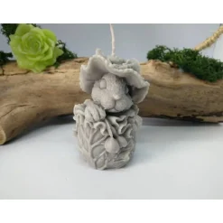 Frohe Ostern Kerze, Hase im Kohl, verschiedene Farben