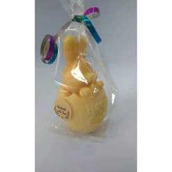 Frohe Ostern Kerze, Hase im Osterei, verschiedene Farben