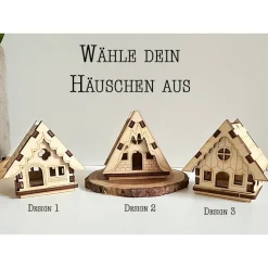 Frohe Weihnachten PopUp-Holzkarte 3D Weihnachtshaus, Weihnachtsdeko, Geschenk zu Weihnachten
