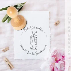 Frohe Weihnachten Stempel mit hängenden Strümpfen – Holzstempel – Weihnachtsstempel – Motiv: 575