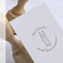 Frohe Weihnachten Stempel mit hängenden Strümpfen – Holzstempel – Weihnachtsstempel – Motiv: 575