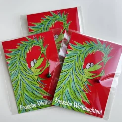 Frosche Weihnachten - die klingelnde Weihnachtskarte, Weihnachten, Postkarte mit Glöckchen, Weihnachtskarte, Frosch Kart