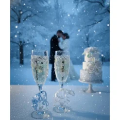 Frosted Hearts Hochzeitsgläser Set – Handverziert mit Strass, Herzen & Perlen – Geschenk zur Hochzeit & Verlobung