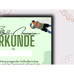 Fußball Urkunde als Mitgebsel für den Kindergeburtstag | Geschenktüte für Kinder | Fußballturnier