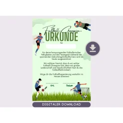 Fußball Urkunde als Mitgebsel für den Kindergeburtstag | Geschenktüte für Kinder | Fußballturnier