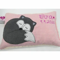 Fuchs Füchslein Namenskissen Taufkissen Kuschelkissen Kindergartenkissen Geburtsgeschenk