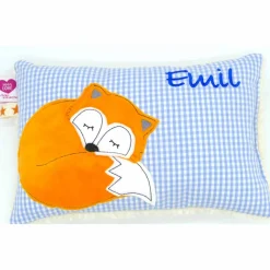Fuchs Füchslein Namenskissen Taufkissen Kuschelkissen Kindergartenkissen Geburtsgeschenk