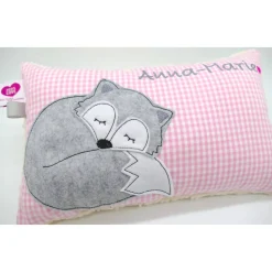 Fuchs Füchslein Namenskissen Taufkissen Kuschelkissen Kindergartenkissen Geburtsgeschenk