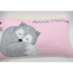 Fuchs Füchslein Namenskissen Taufkissen Kuschelkissen Kindergartenkissen Geburtsgeschenk