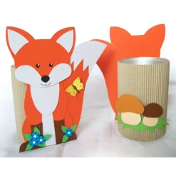 Fuchs mit Geschenkbox als Osterkörbchen, Frühlingsdeko, Osternest, Osterkorb oder Tischdeko, Verpackung für Geschenke