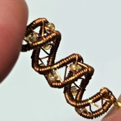 funkelnde Haarperle handgewebt bronze kupfer handmade wikinger Haarschmuck Bartperle wirework handgemacht