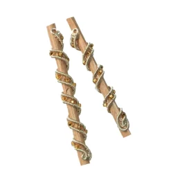 Funkelnde Spiralperlen Set handgewebt silberfarben Glasperlen goldfarben bicolor handmade Brautschmuck Zopfperle