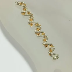 Funkelnde Spiralperlen Set handgewebt silberfarben Glasperlen goldfarben bicolor handmade Brautschmuck Zopfperle