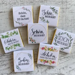 Gastgeschenk Geburtstag | Schokolade Schokotäfelchen | Schön, dass Du da bist!