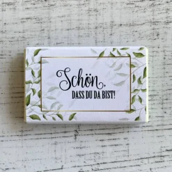 Gastgeschenk Hochzeit | Schokolade Schokotafel Vollmilch | Schön, dass Du da bist!