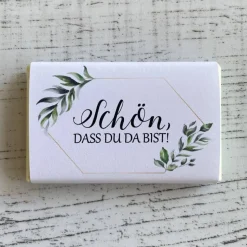 Gastgeschenk Hochzeit | Schokolade Schokotafel Vollmilch | Schön, dass Du da bist!